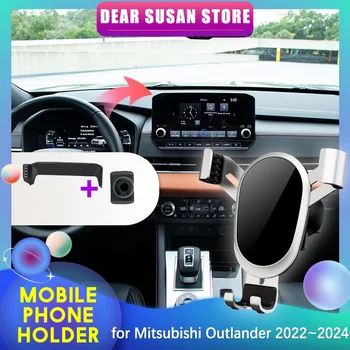 Car Mobile Phone Holder for Mitsubishi Outlander PHEV GM GN ZM 2022 2023 2024 Air Vent Clip Tray Stand Support Accessorie iPhone 1
