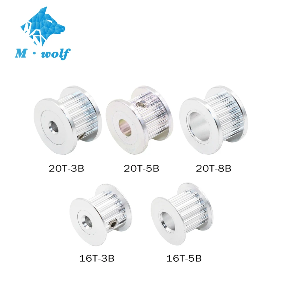 

2GT GT2 Aluminum Timing Belt Idler Pulley 16T 20T Teeth Tooth 3mm 5mm 8mm Bore For 3D Printer 6mm Width Timing Belt