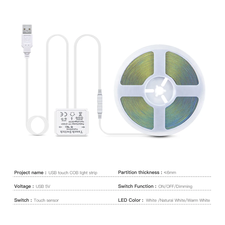 Description Picture 3 of itemUSB 5V Touch Sensor Swtich Dimmable LED Strip Light LED Vanity Makeup Mirror Light Cabinet Dressing Mirror Backlight Lighting