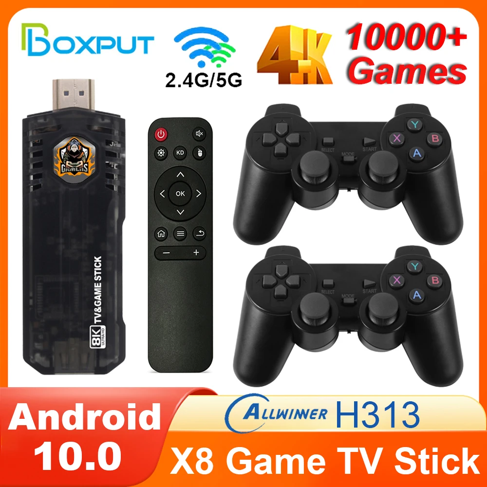 Boxput X8 Mini Smart Tv Stick Android 10.0 Gioco Tv Stick 4K 10000 Giochi Retrò Dural System Wifi Tv Portatile Box Console Di Gioco