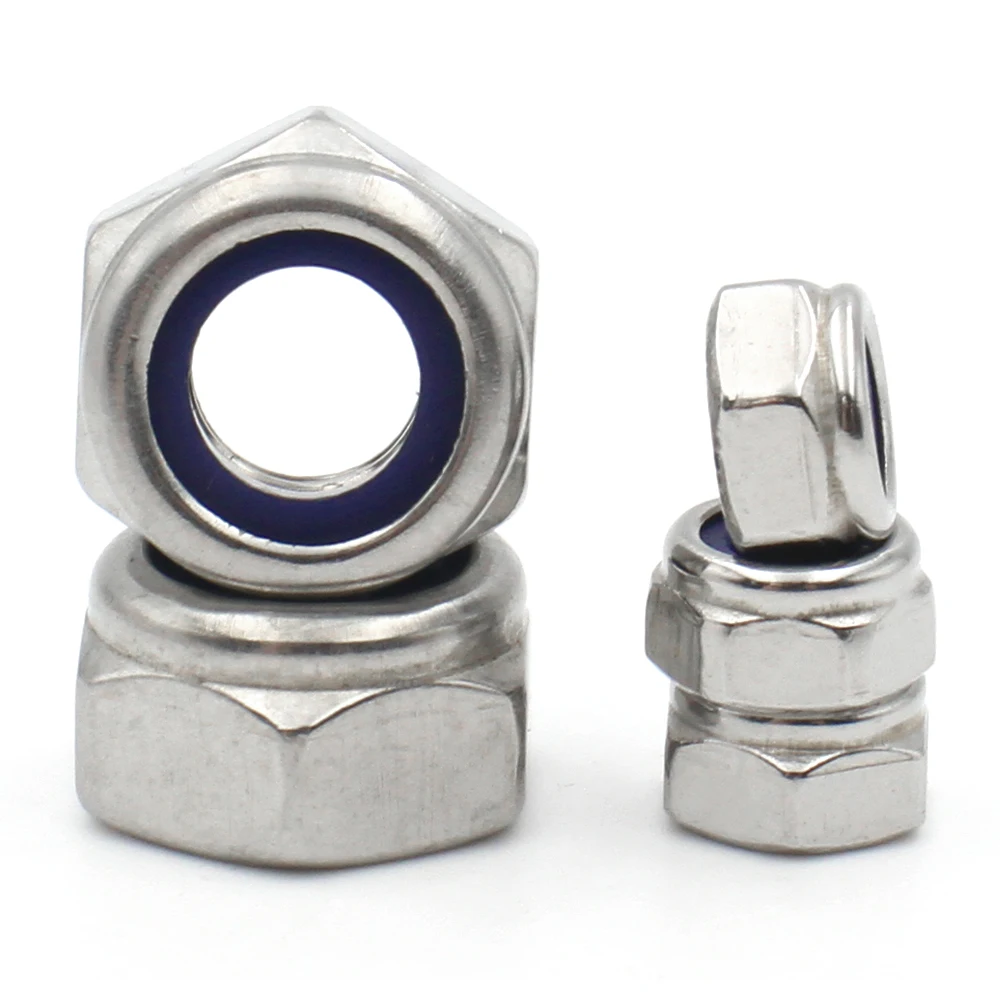 Stainless Steel Nut Lock Nut M2 M2.5 M3 M4 M5 M6 M8 M10 M12 M14 M16 M18 M20 M22 DIN985 304 Stainless Steel Nylon Insert Hex Lock Nut