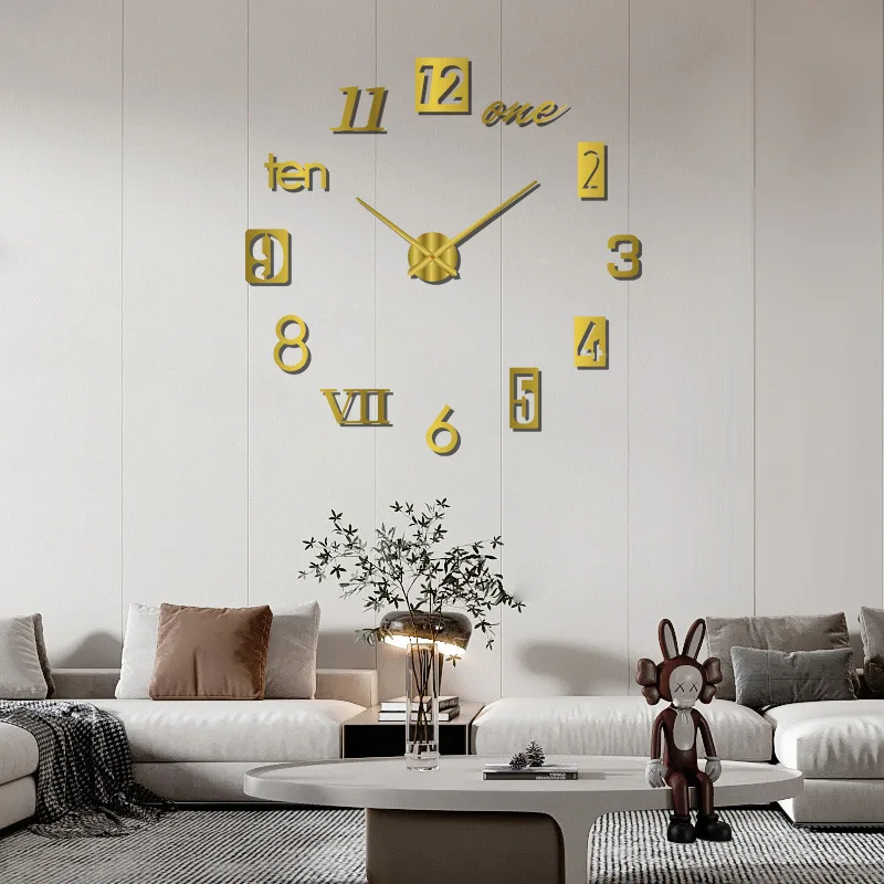 New 3D Roman Numeral Acrylic Mirror Wall Clock Sticker Fashion DIY Quartz Clocks Watch Home Decoration Living Room Stickers