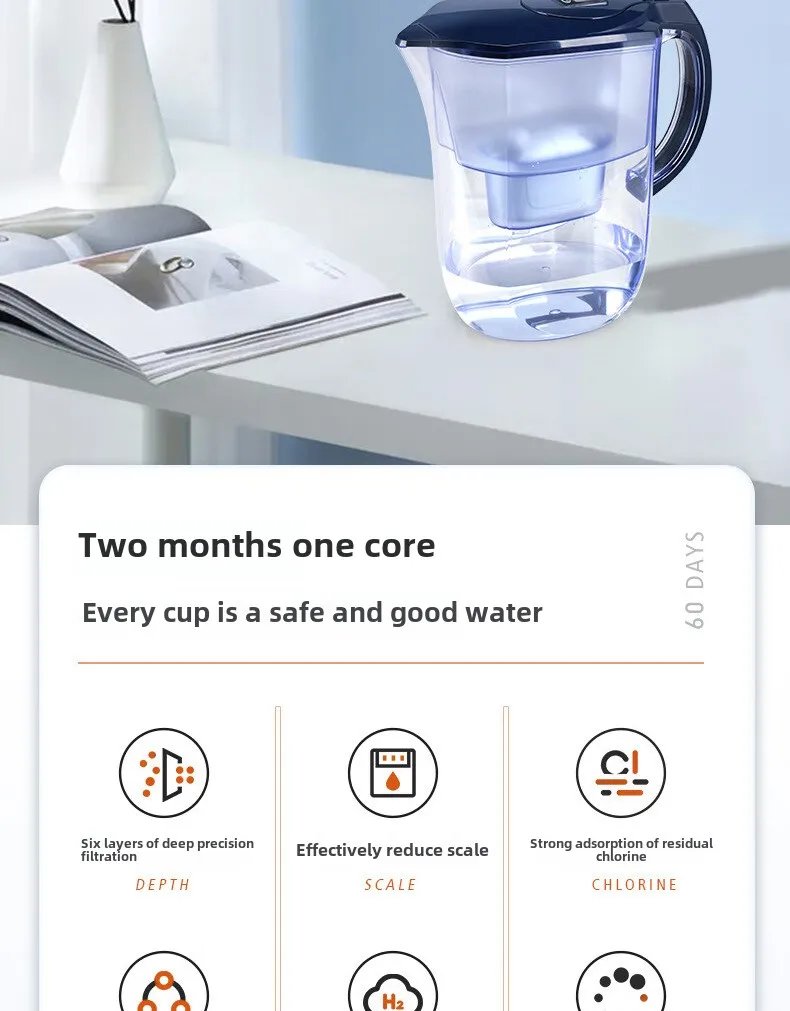 Household Filter Kettle With 2 Filter Device Alkaline Activated Carbon Water Purifier and Timer Clean Non-toxic Wate 3.5L