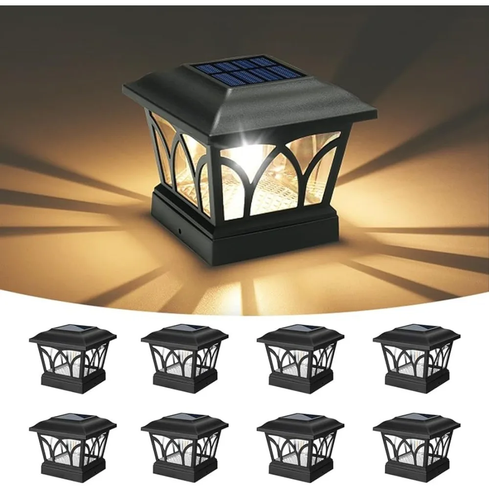 Outdoor Solar Post Lamp, with LED Bulbs, Lights Solar Powered, Fits 4x4 6x6 Posts (Slate Black), Solar Cap Lights Outdoor 8 Pack automatic retractable awning with posts 5x3 m anthracite