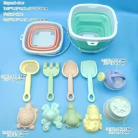 Beach Toys for Kids Sand Toys Set for Toddlers Sandbox Toys with Collapsible Bucket Shovel Rake Set Sand Molds Summer Outdoor 2