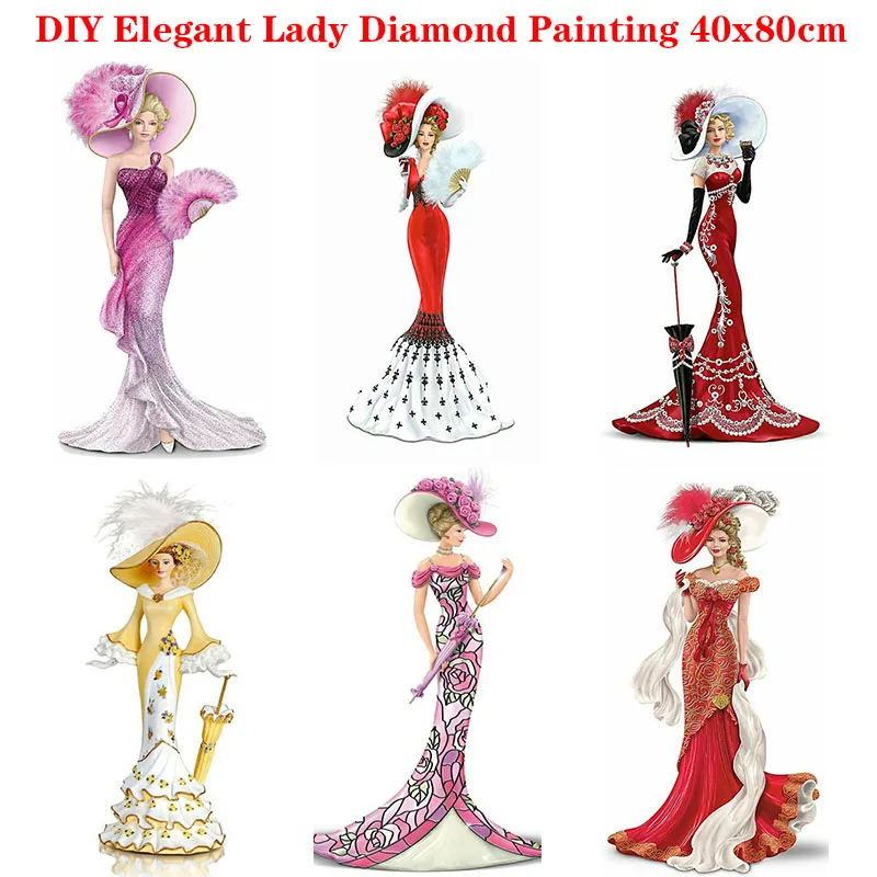 

DIY Elegant Lady Diamond Painting Woman Full Round Diamond Embroidery Mosaic Kit Portrait Picture Home Decoration Gifts Crafts