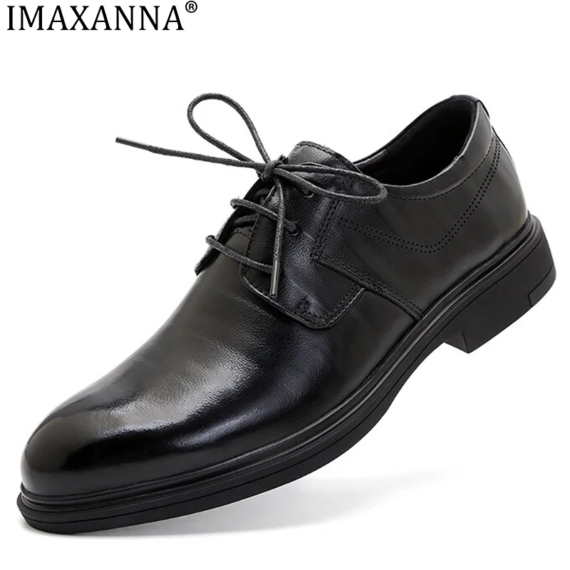 

Туфли IMAXNNA мужские деловые, тонкая дышащая обувь из воловьей кожи, повседневные удобные, на мягкой подошве