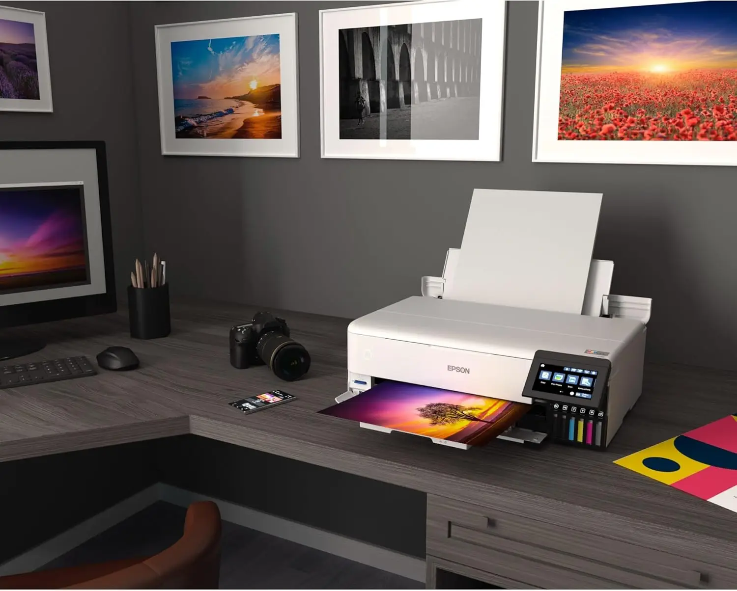 EcoTank Photo ET-8550 Wireless Wide-Format All-in-One Supertank Printer with Scanner, Copier, Ethernet and 4.3-inch 4