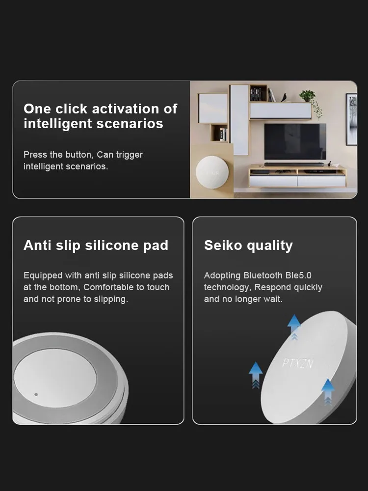 Timethinker-ptx Smart sem Fio Mini Chave Interruptor Conexão Bluetooth Botão Remoto Home Security Trabalhar com Xiaomi mi Home App - Image 4