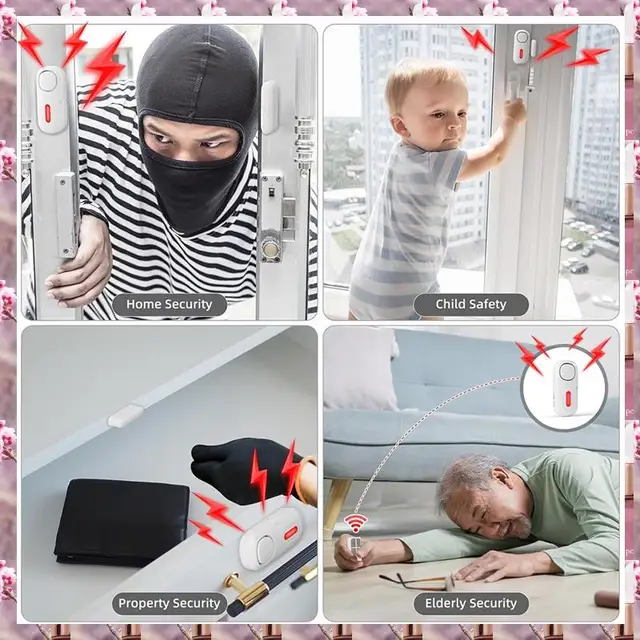 2025 Wireless Door Alarms When Opened With Remote,Door Security Sensor Chime Window Alarm Pool Alarm Door Alarm 2 Pack,Wireless 2