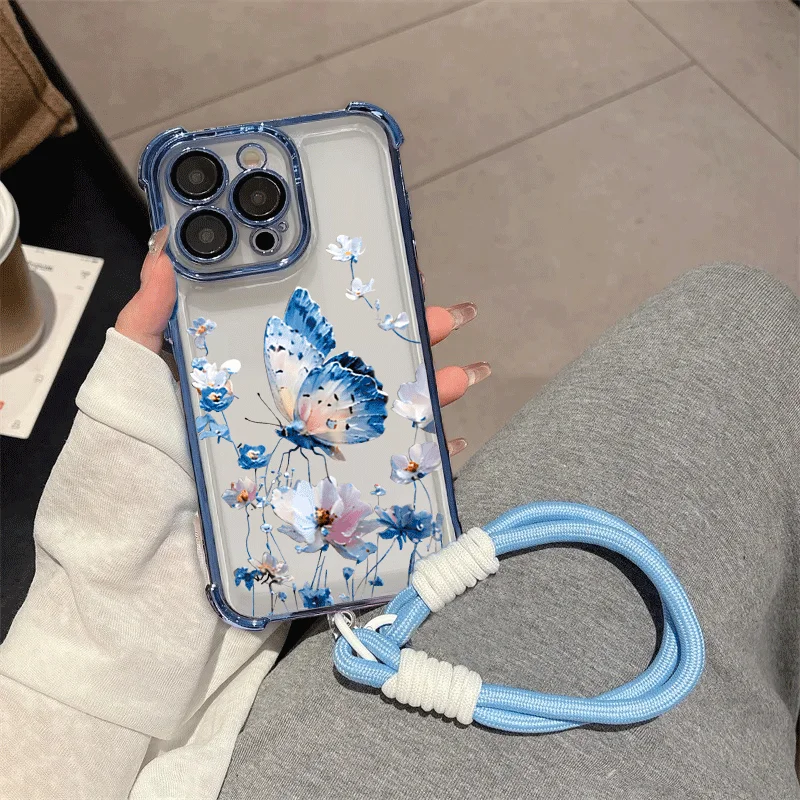 Butterfly Design Phone Case with Strap Cover