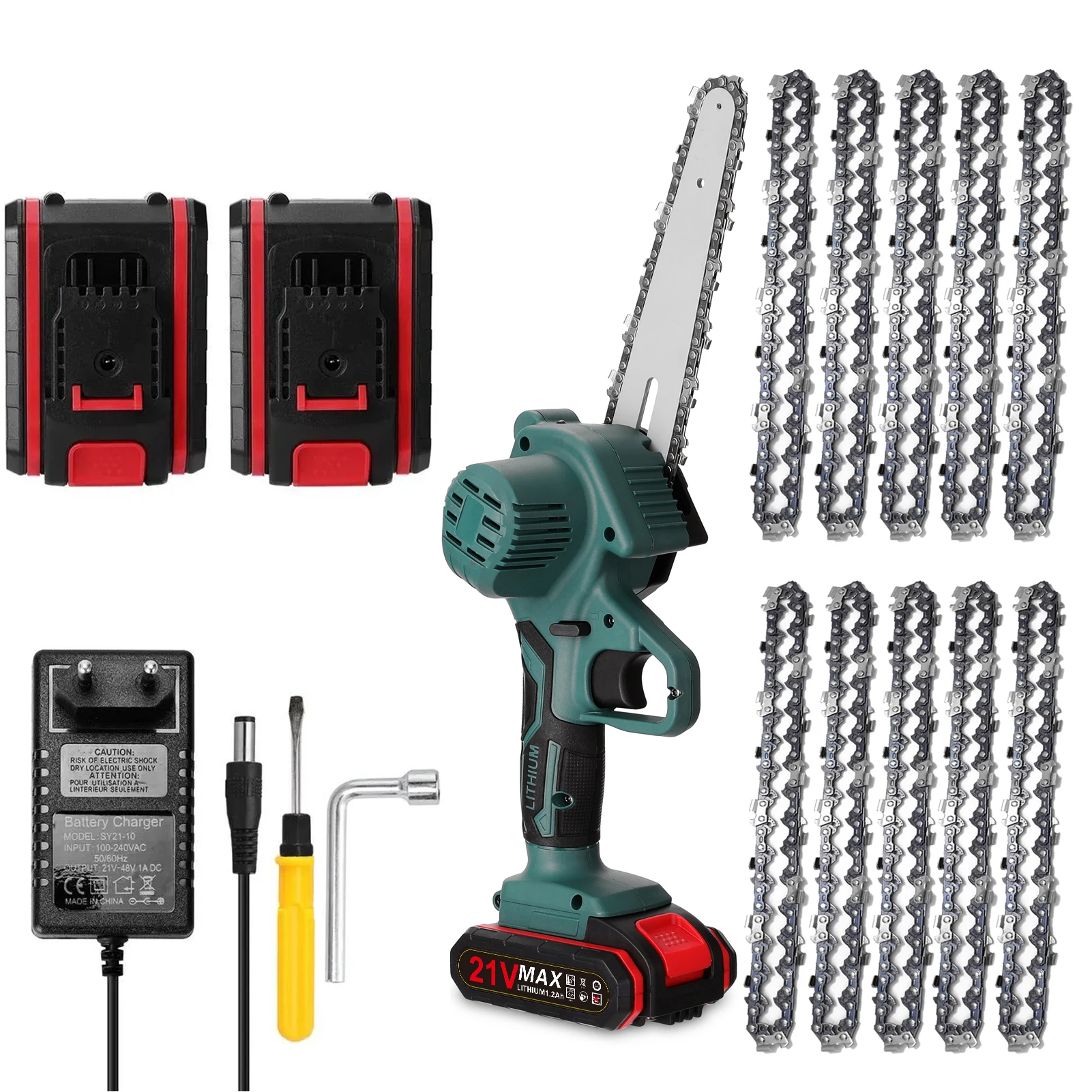 21VPortableMiniElectricPruningSawRechargeableSmallWoodSpliting