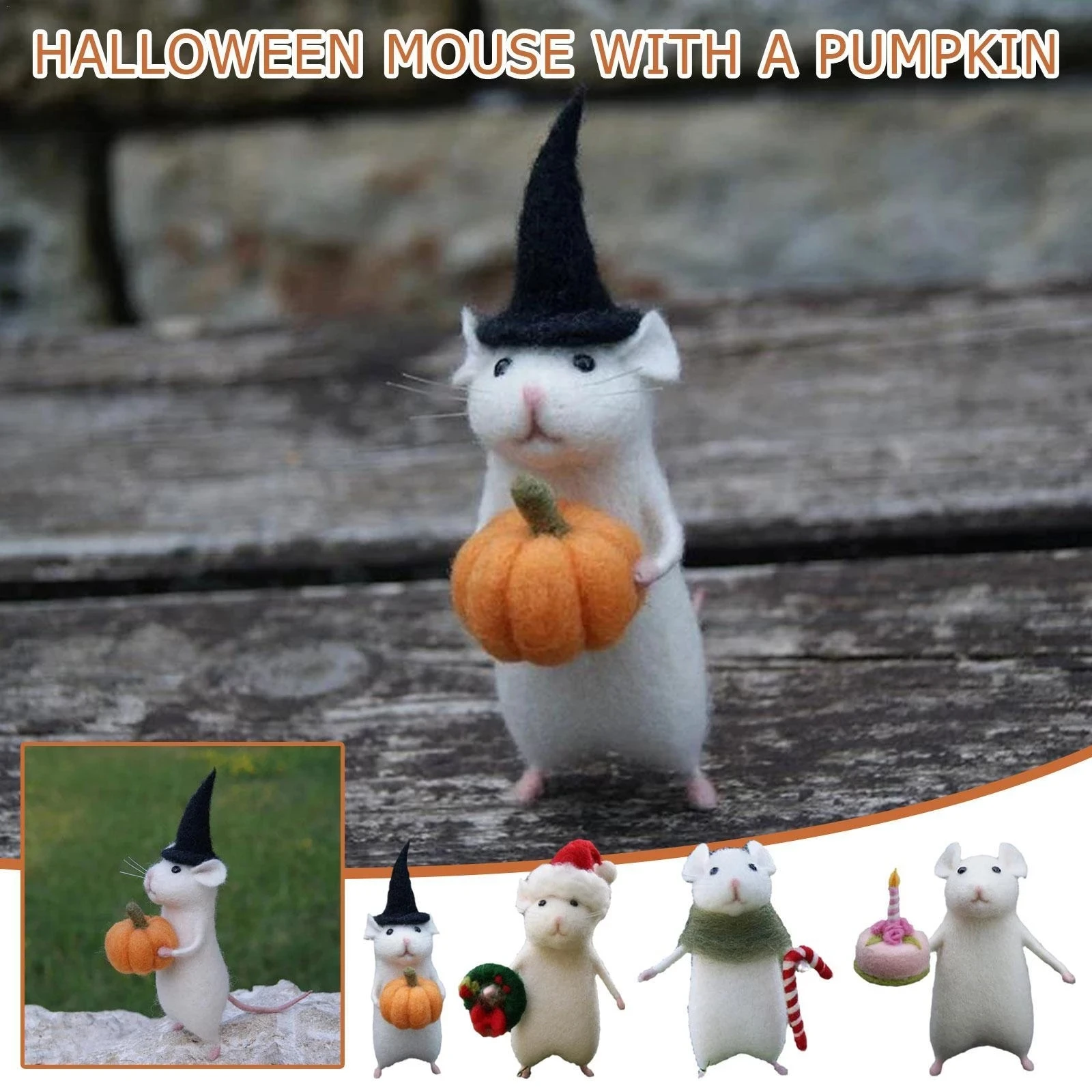Needle Felting Painting Kit Needle Felting Kit Wool Felting Kit Halloween Mouse DIY Toy