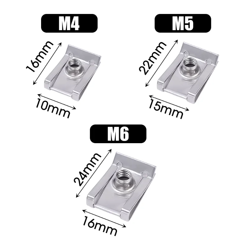 10 stücke m6 m5 m4 u Typ Clips mit Gewinde mutter Set Auto Motorrad  Stoßstange Kotflügel Verschluss U-Clips Auto Zubehör - AliExpress