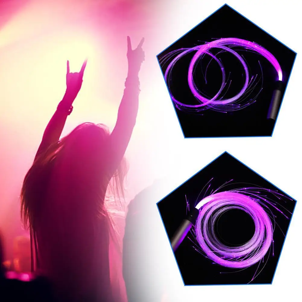 LED Fiber Optic Whip USB Rechargeable Optical Hand Rope Pixel Light up ...