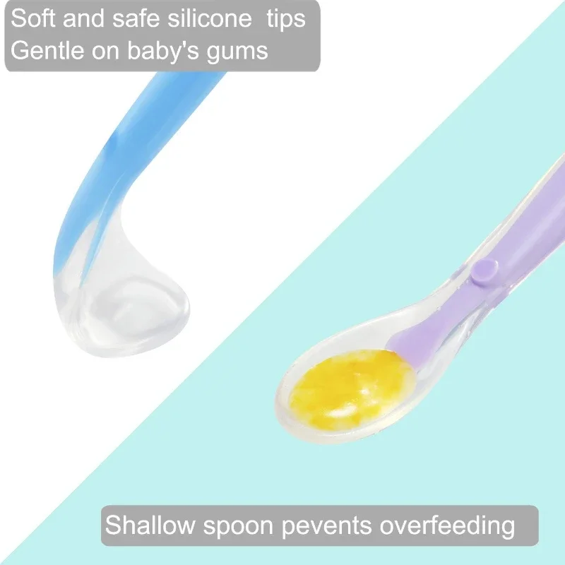 BPA Free Baby Silicone Soft Spoons First Stage Infant Spoons Baby Training Feeding Spoon Toddler Complementary Food Spoon