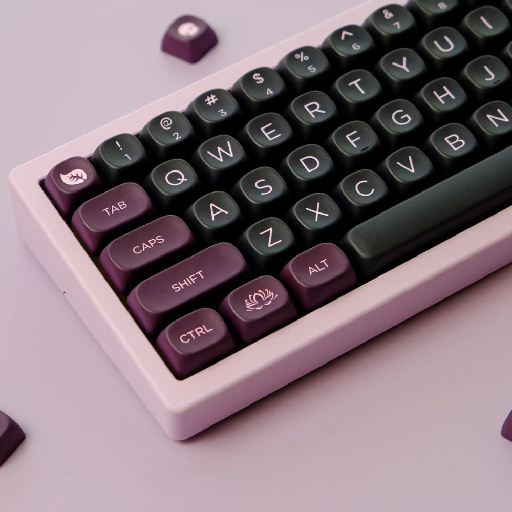 Gmk-black Lotus Theme Keycaps Moa Perfil Keycap Sublimação Dye Pbt 6.25u Espaço 7u Acessórios Teclado Mecânico Conjunto