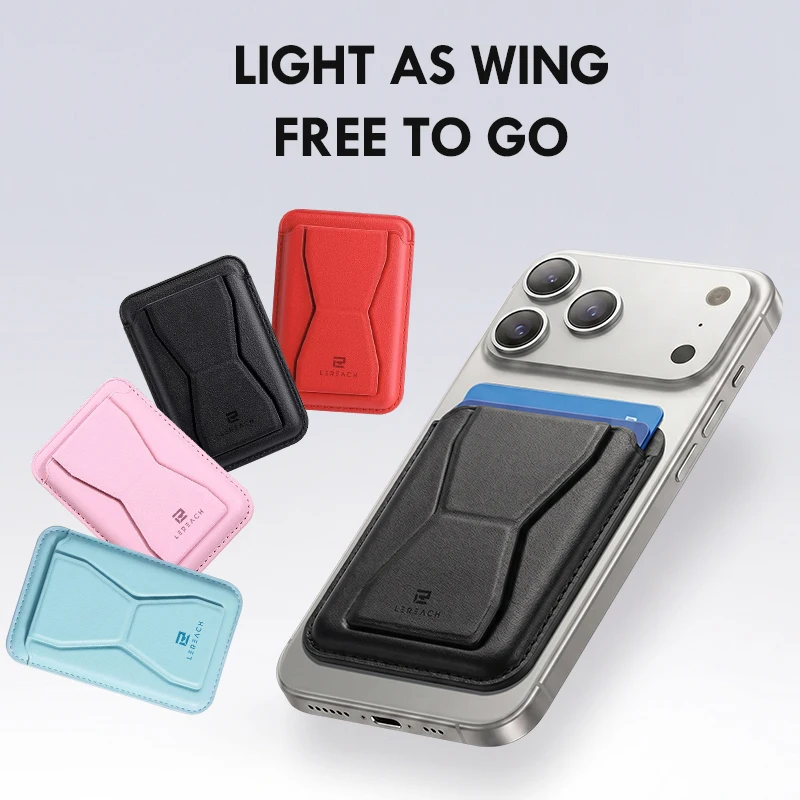마그네틱 가죽 카드 지갑 접이식 킥스탠드 폰 신용 카드 홀더 (LEREACH) 마그네틱 폰용