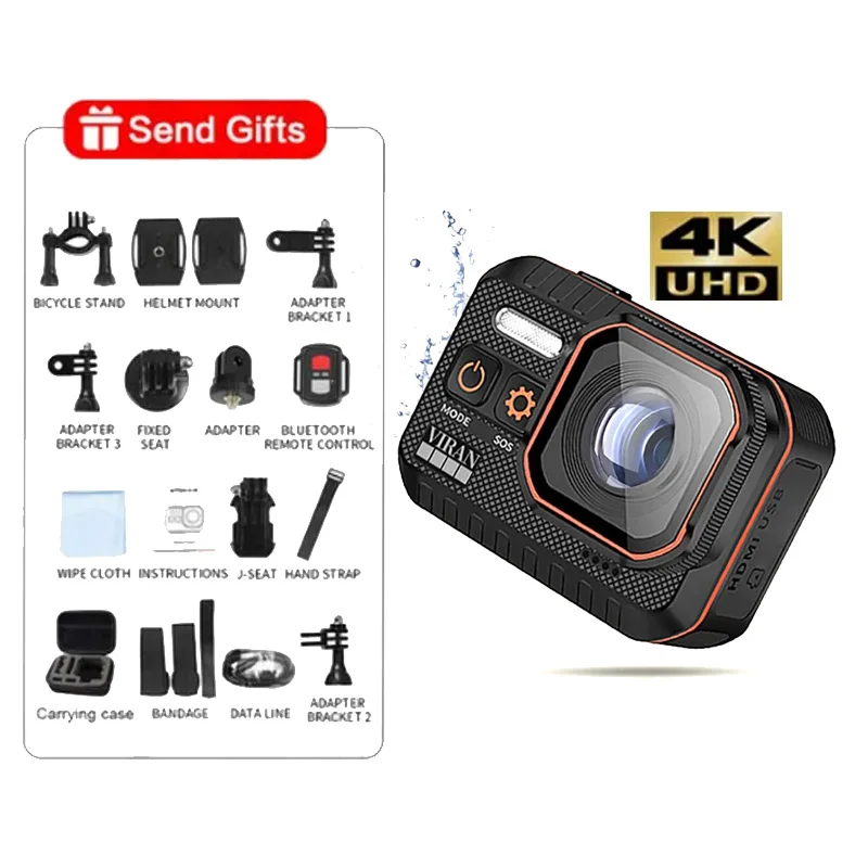 4K HD action camera IPX8 waterproof the same camera sports DV outdoor camera Anti-shake motorbike car recorder Helmet Body Cam 6