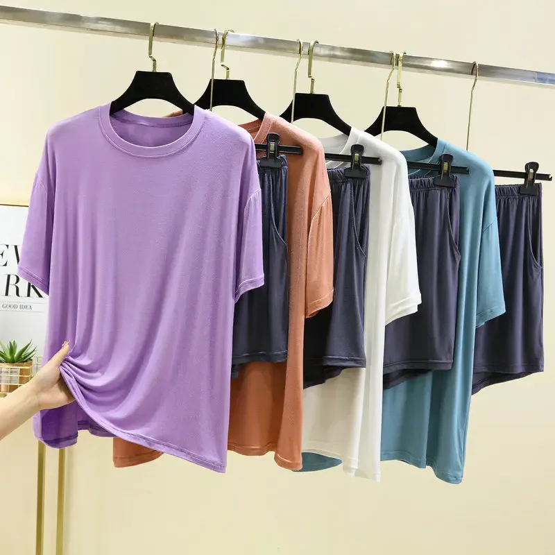 

Женская свободная летняя Пижама с коротким рукавом