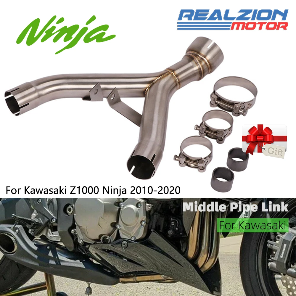 

REALZION Z1000 Motorcycle Exhaust Muffler Middle Link Pipe Slip-on Escape For Kawasaki Z1000 Ninja 2010-2020 2018 Exhaust Pipe