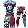 MMA Jiu Jitsu Boxing T shirt+Pants Rashguard Men Muay Thai Shorts Bjj Kickboxing 4pcs/Sets Boxeo Fighting Sportswear Gi T-shirts 2