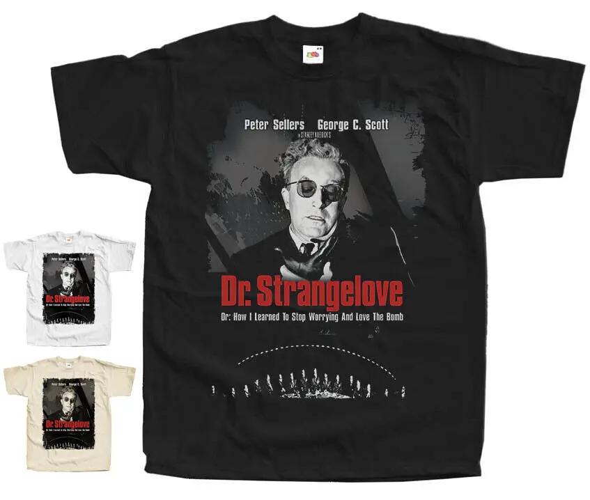 Dr. Strangelove T Shirt Tee V4 S Kubrick Poster Nero Bianco Tutte Le Taglie Da S A 5Xl Maniche Lunghe O Corte