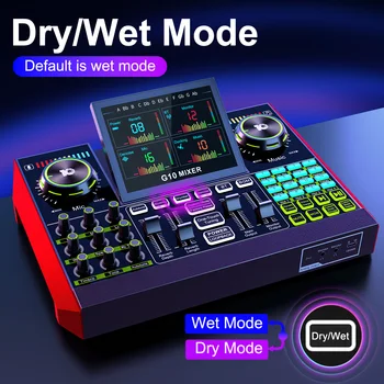 Tenlamp Audio Interface Mixer Sound board,G10 Boom Arm Professional Voice Changer,Podcast Equipment Bundle with 3.5mm Microphone and Live Sound Card For KOL Singing Gaming DJ Mixing Station Controller Equipment Studio Professional Recording Music Mixer 7