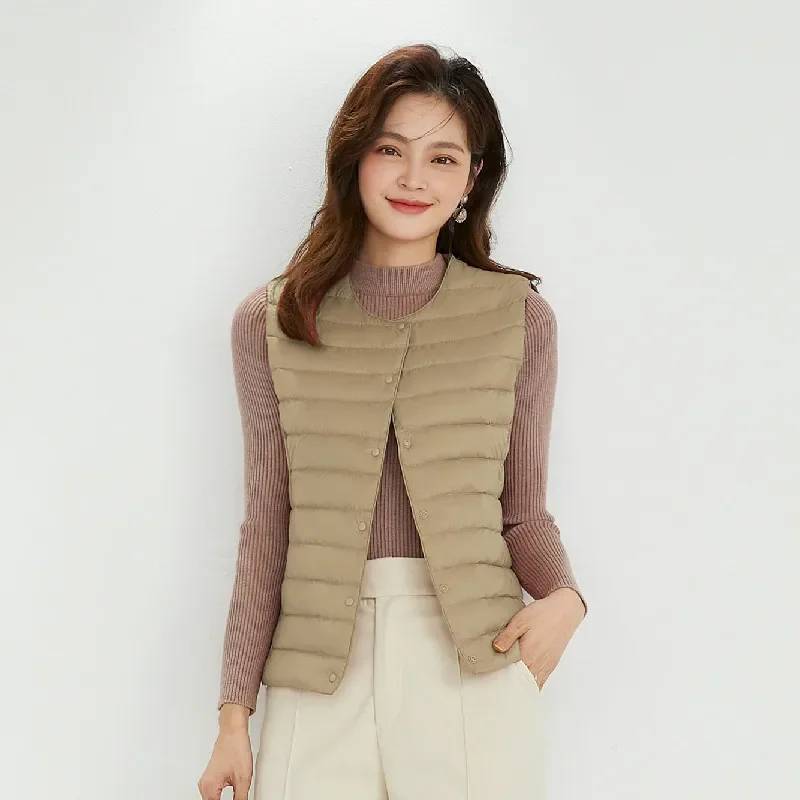 Women Sleeveless Vest New 90% White Duck Down Female Slim Warm Inner Ultra Lightweight Packable Down Liner Jackets 5