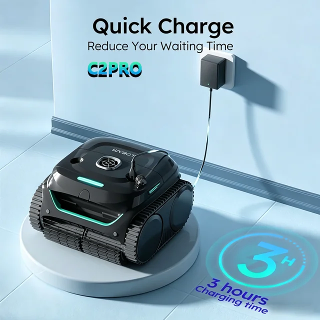 WYBOT C2PRO Pool Robotic Cleaner Pool Robots Floors and Walls with Dual-layer Filtratie 3H Working Time Up to 150㎡ App Control 2