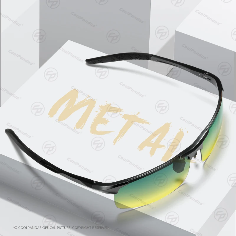 CoolPandas Sonnenbrille für Herren, photochrom, polarisiert, zum Fahren, blendfrei, Chamäleon-Brille, randlos, Nachtsicht, Outdoor-Sportbrille – Detail 4