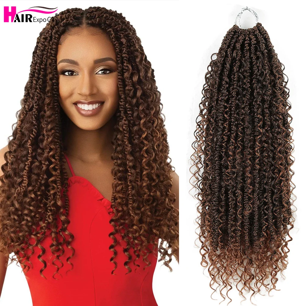 Afro Passion Water Wave Crochet Braids 20 Inch Synthetic Boho Wavy Bomb Pre-Twisted Up Crochet Hair Extensions Hair Expo City