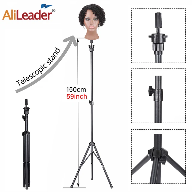 Wig Head Stand Tripod Multifunction Stand Manikin Head Tripod Adjustable  Foldable Stand Mannequin Tripod for Cosmetology Salons - AliExpress