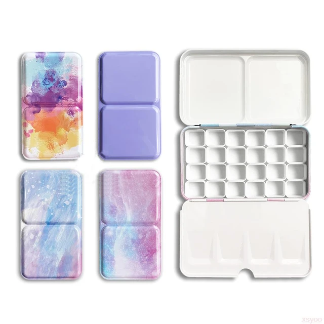 Bview Art Metal Watercolor Tin with Fold-Out Palette, Large Watercolor Tray  Palette with 52 Empty Watercolor Half pan for Artist - AliExpress