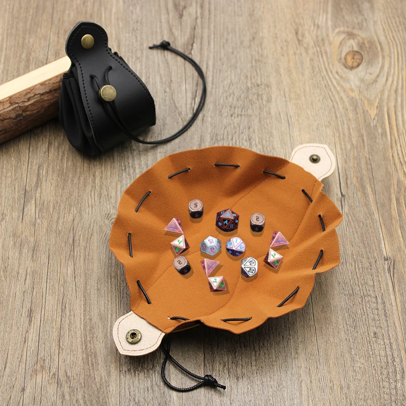 Dice Storage Bag Decorative Tray ,Gifts Dice Bag Tray with Drawstring and Button  for Dices Jewelry Coin 2