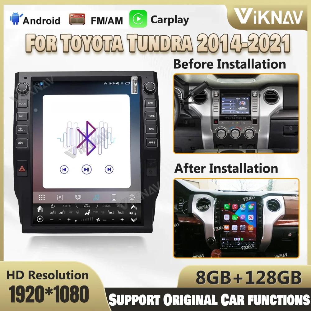 

13 Inch Android12 Car Radio Upgrade For Toyota Tundra 2014-2021 Auto Multimedia Player GPS Carplay Head Unit Stereo Replacement