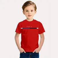 Enfants garçons vêtements Simple Paris lettre imprimer à manches courtes t-shirt enfants garçons 2 à 9 ans décontracté confortable t-shirts enfants haut 3