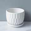 1PC Ceramic Flowerpot Dehua White Porcelain Pot Succulent Plant Flower Pot Small Flower Rack Pure White Striped Pot 3