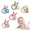 1Pcs Baby Silicone Teether Ring BPA Free Rattles Bracelet Food Grade Newborn Baby Accessories Cartoon Silicone Teething Toys 1