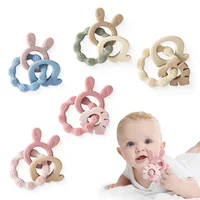 1Pcs Baby Silicone Teether Ring BPA Free Rattles Bracelet Food Grade Newborn Baby Accessories Cartoon Silicone Teething Toys 1