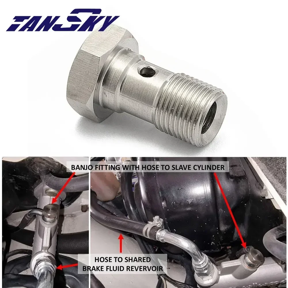 TANSKY Single Banjo Bolt Stainless Steel 7/16" x 20 UNF AN4 / AN3 / M10 M12 x 1.0mm Turbo Brake Line Adapter Fitting EPCGQ79