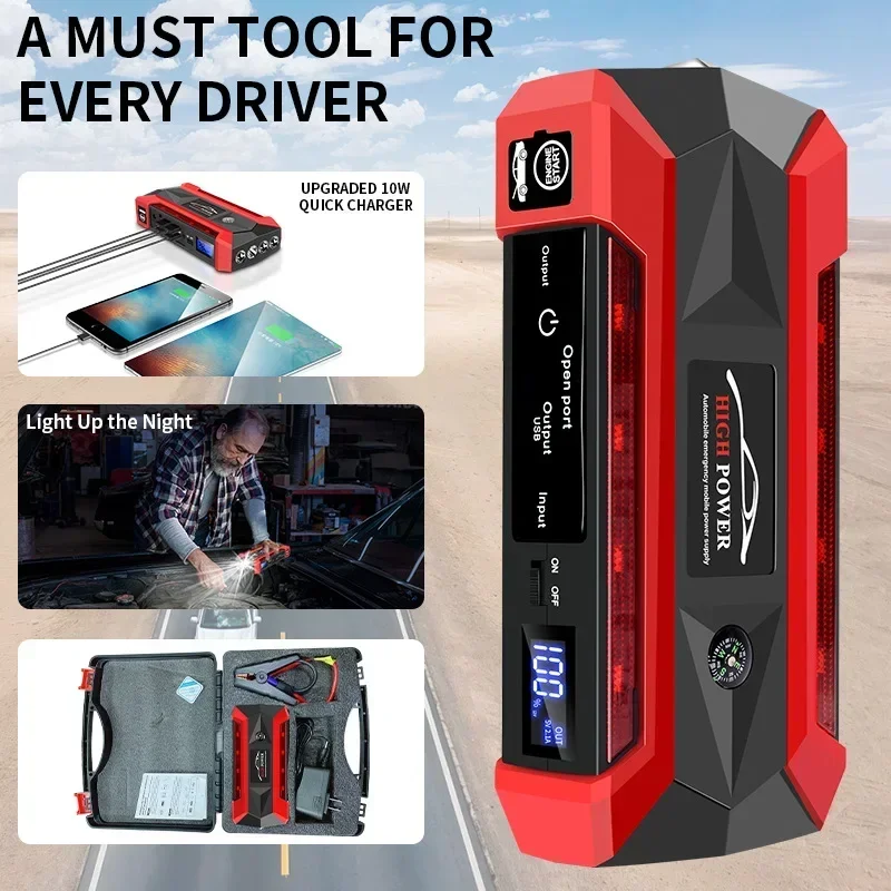 12000mAh Portable Car Jump Starter Power Bank Car Booster Charger 12V Starting Device Petrol Diesel Emergency Booster