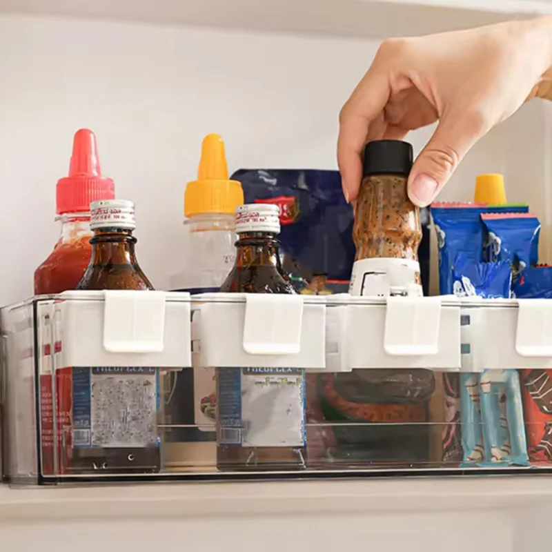 2pc Plastic Retractable Storage Box Partition Plate For Refrigerator Side Door Sorting Storage Classification Grid Clip Organize