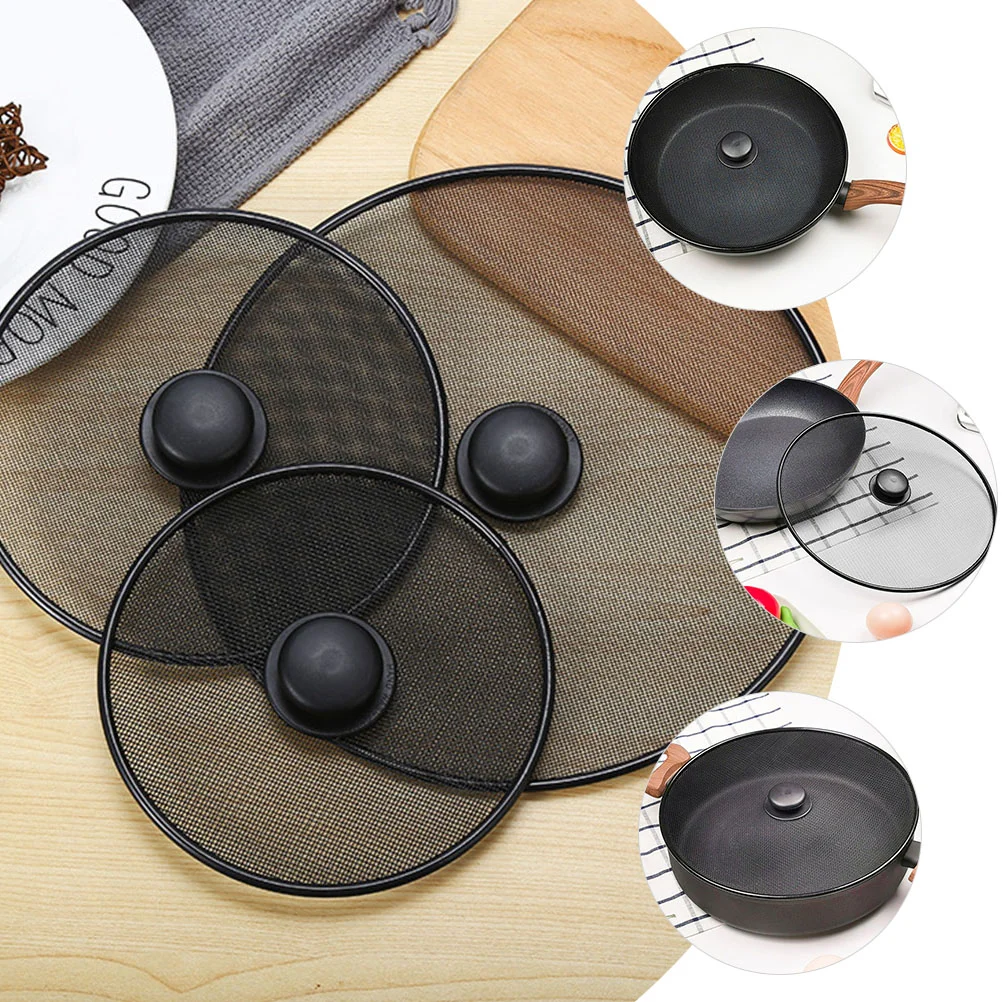 Grease Splatter Screen Frying Pan 29Cm Stainless Steel Oil Splash Guard Skillet Lid Pan Lid Fine Mesh Splash Guard Knob