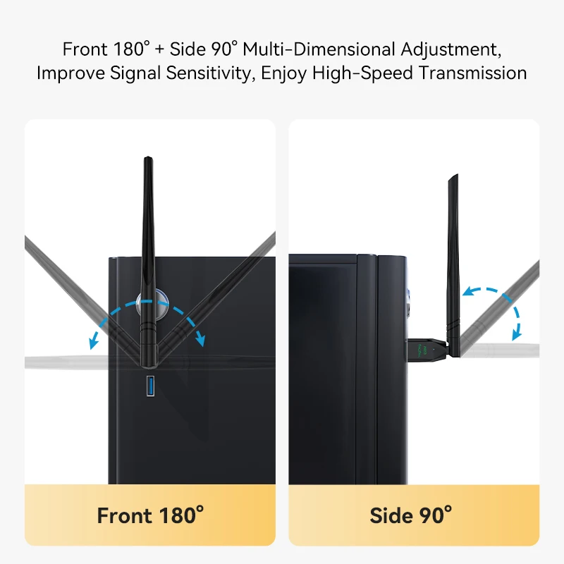 VegGieg USB WiFi 어댑터 150/300/650Mbps 듀얼 밴드 2.4G/5G(6dBi 안테나 포함) PC 및 노트북용 드라이버리스 네트워크 카드