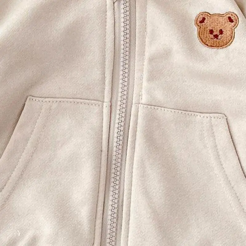 Girl Cute Bear Cardigan Simple Soft Zipper Hoodies 0-3y Infant Baby Solid Comfortable Coat Toddler Boy Pocket Coats baby girl cardigan