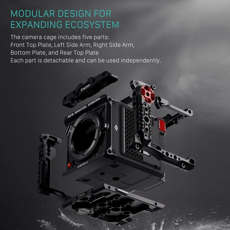 TILTA TA-T53-B-B Kit Gabbia Leggera Per Fotocamera RED KOMODO-X, Colore Nero, Con Maniglia Superiore E Laterale In Legno - 6