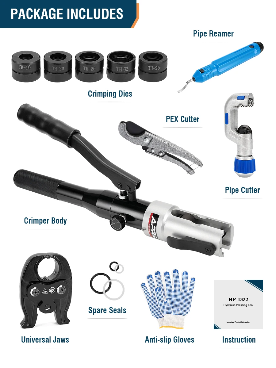 Hydraulic Pex Pipe Crimping Tools HP-1332 Pressing Plumbing Tools for Aluminum Plastic Pipe, Stainless Steel and Copper Pipe 5