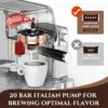 with LCD Display, 20 Bar Cappuccino Machines with Automatic Milk Frother for Home Gifts, Latte Coffee Maker with Dual Wall & ESE 6
