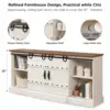 70" Fireplace TV Stand, Farmhouse Highboy Entertainment Center, Rustic Tall Media Console Cabinet for Living Room, Antique White 4